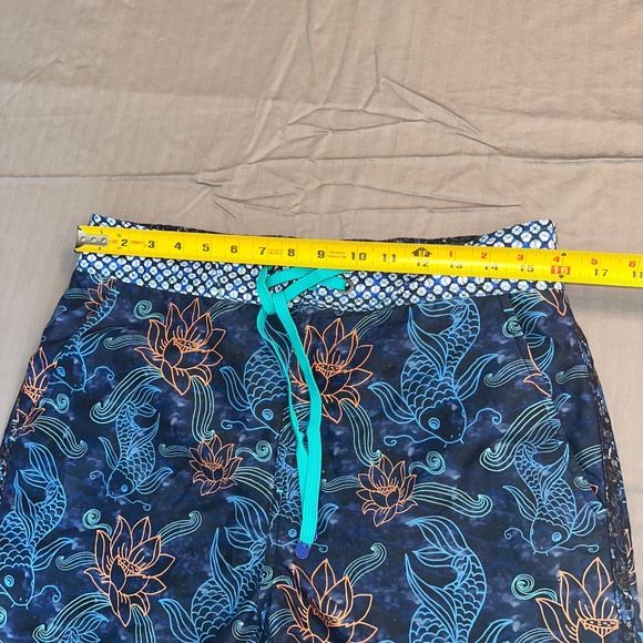 Robert Graham Mens Koi Fish Lotus Print Swim Trunks Blue Orange Size 32 Classic - Picture 5 of 9